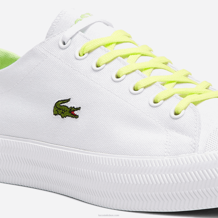 homens Lacoste branco e amarelo claro 2h8 tênis gripshot em lona e couro 08D01889