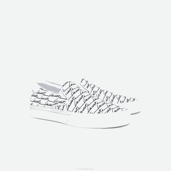 homens Lacoste branco e preto 147 salto saque impresso em tela slip on 08D01860