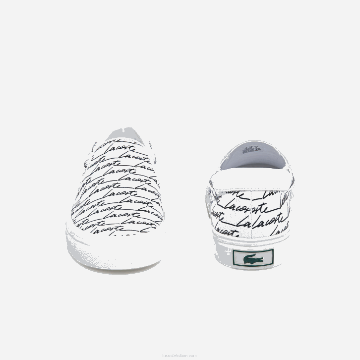 homens Lacoste branco e preto 147 salto saque impresso em tela slip on 08D01860