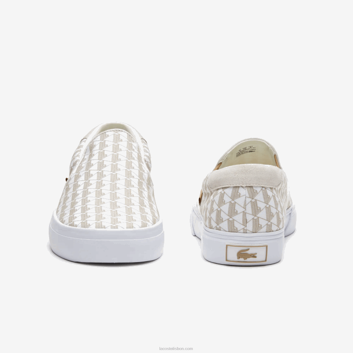 homens Lacoste off white & white 03a salto servir têxtil deslizamento 08D01855