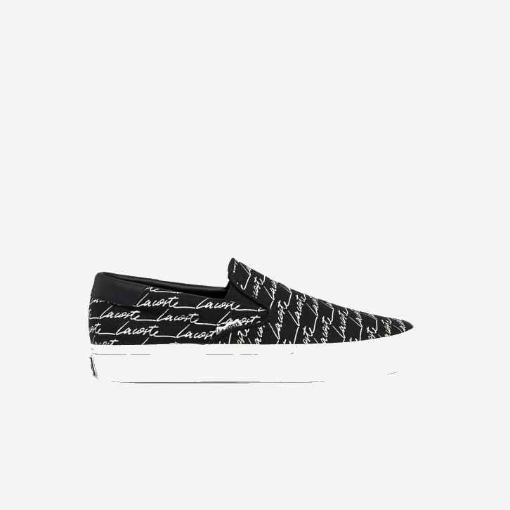 homens Lacoste preto e branco 312 jump serve lona e deslizamento sintético 08D01828
