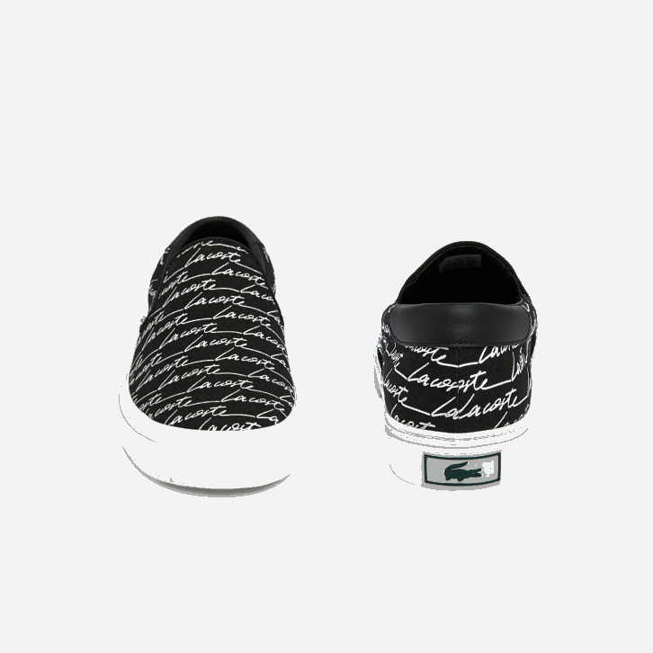 homens Lacoste preto e branco 312 jump serve lona e deslizamento sintético 08D01828