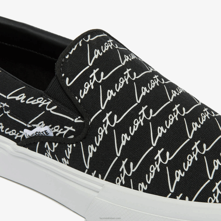 homens Lacoste preto e branco 312 jump serve lona e deslizamento sintético 08D01828