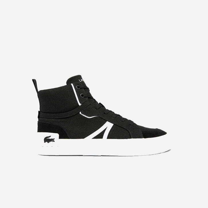 homens Lacoste preto e branco 312 l004 tênis mid canvas 08D01804