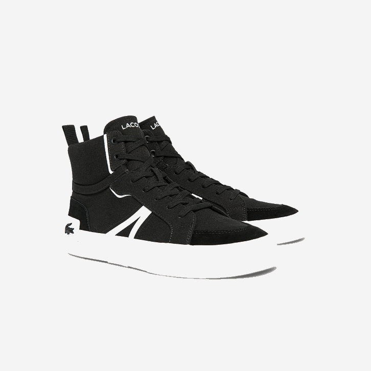 homens Lacoste preto e branco 312 l004 tênis mid canvas 08D01804