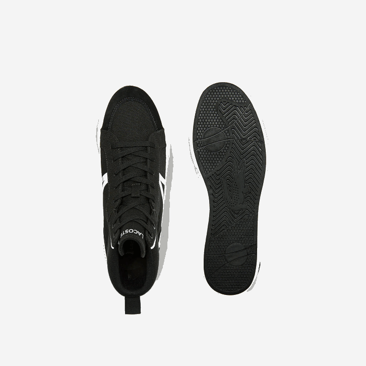 homens Lacoste preto e branco 312 l004 tênis mid canvas 08D01804