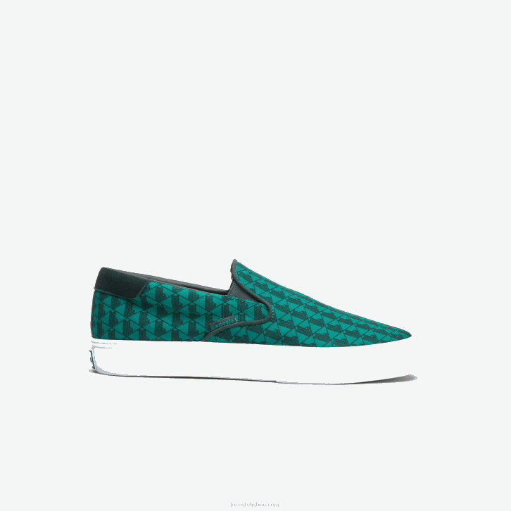 homens Lacoste verde e branco 1r7 salto servir têxtil deslizamento 08D01854