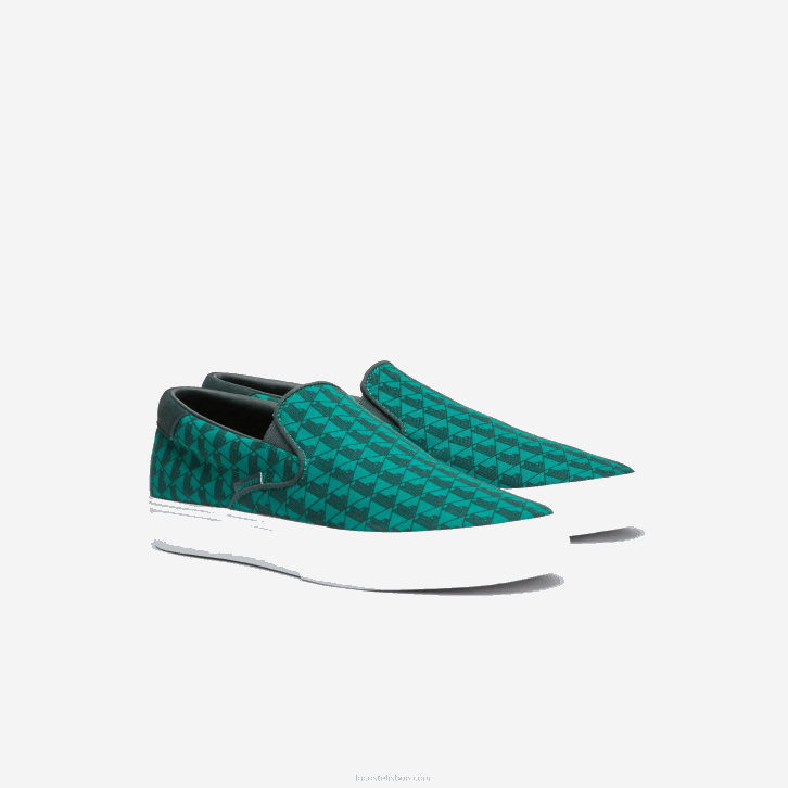 homens Lacoste verde e branco 1r7 salto servir têxtil deslizamento 08D01854