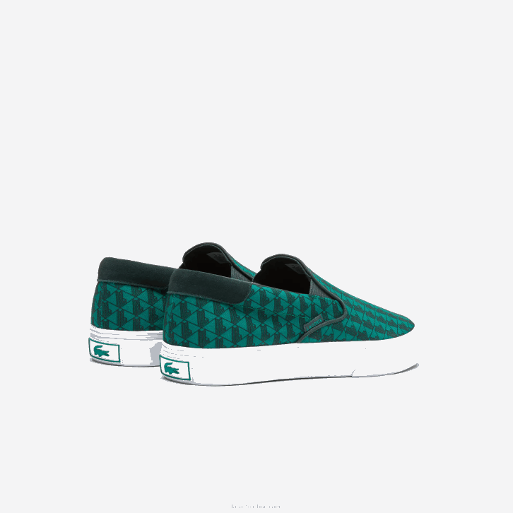 homens Lacoste verde e branco 1r7 salto servir têxtil deslizamento 08D01854