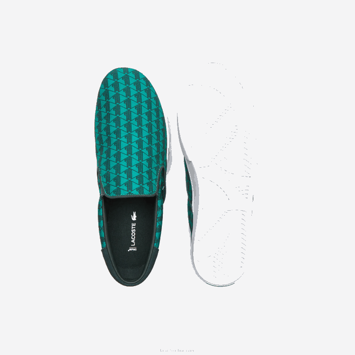 homens Lacoste verde e branco 1r7 salto servir têxtil deslizamento 08D01854