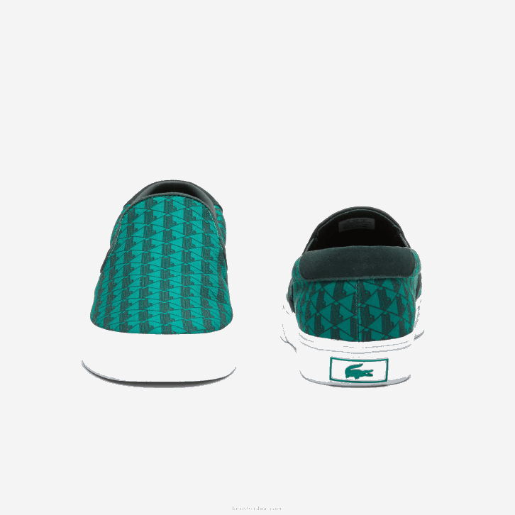 homens Lacoste verde e branco 1r7 salto servir têxtil deslizamento 08D01854