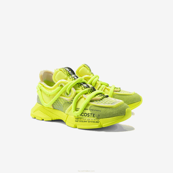 homens Lacoste amarelo amarelo 2t7 tênis l003 active para passarela têxtil 08D01733