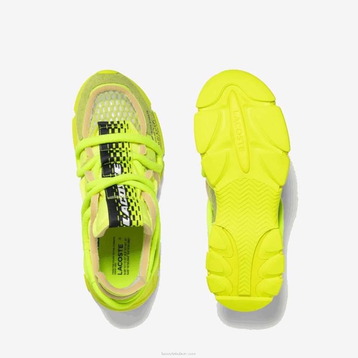 homens Lacoste amarelo amarelo 2t7 tênis l003 active para passarela têxtil 08D01733