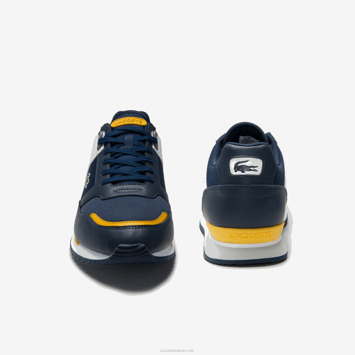 homens Lacoste amarelo marinho 2m3 tênis sintético e têxtil partner pista 08D01721