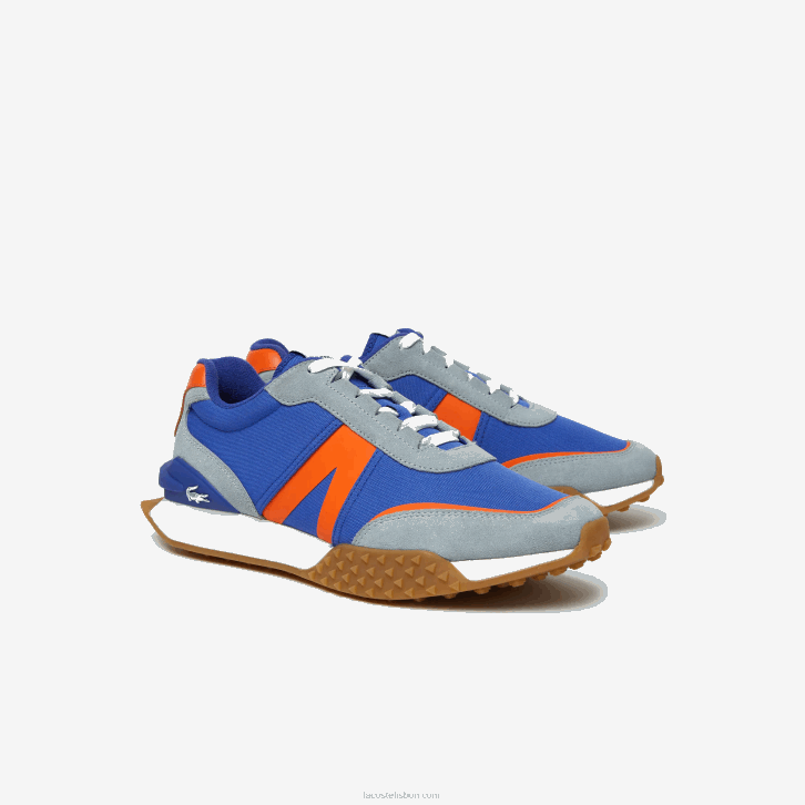 homens Lacoste azul laranja ba1 l-spin deluxe couro de inverno e sapatos ao ar livre têxteis 08D01780
