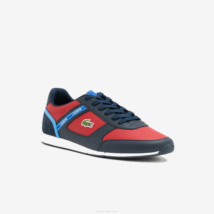homens Lacoste azul marinho e vermelho 144 tênis sintético menerva esportivo 08D01908
