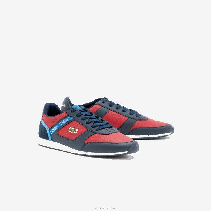 homens Lacoste azul marinho e vermelho 144 tênis sintético menerva esportivo 08D01908