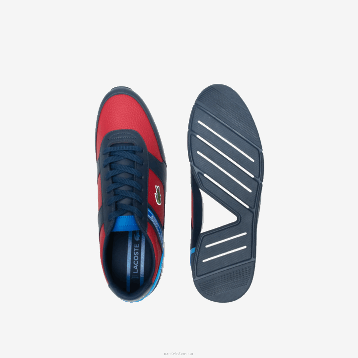 homens Lacoste azul marinho e vermelho 144 tênis sintético menerva esportivo 08D01908