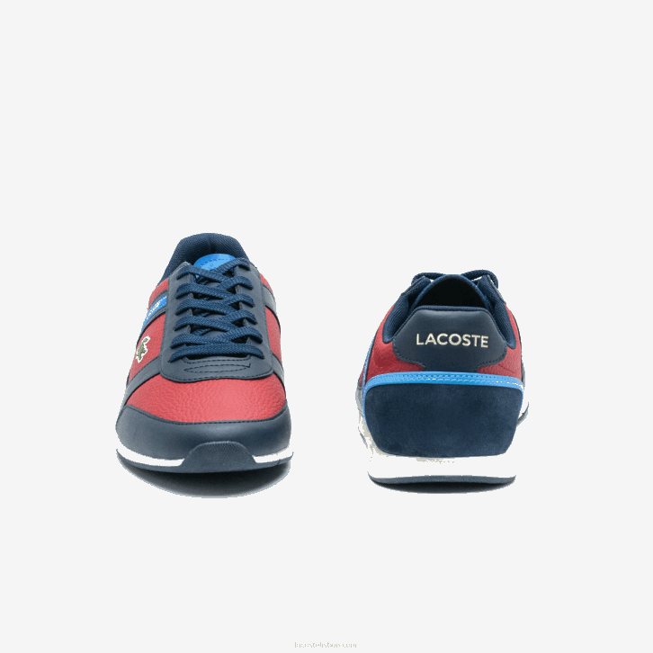 homens Lacoste azul marinho e vermelho 144 tênis sintético menerva esportivo 08D01908