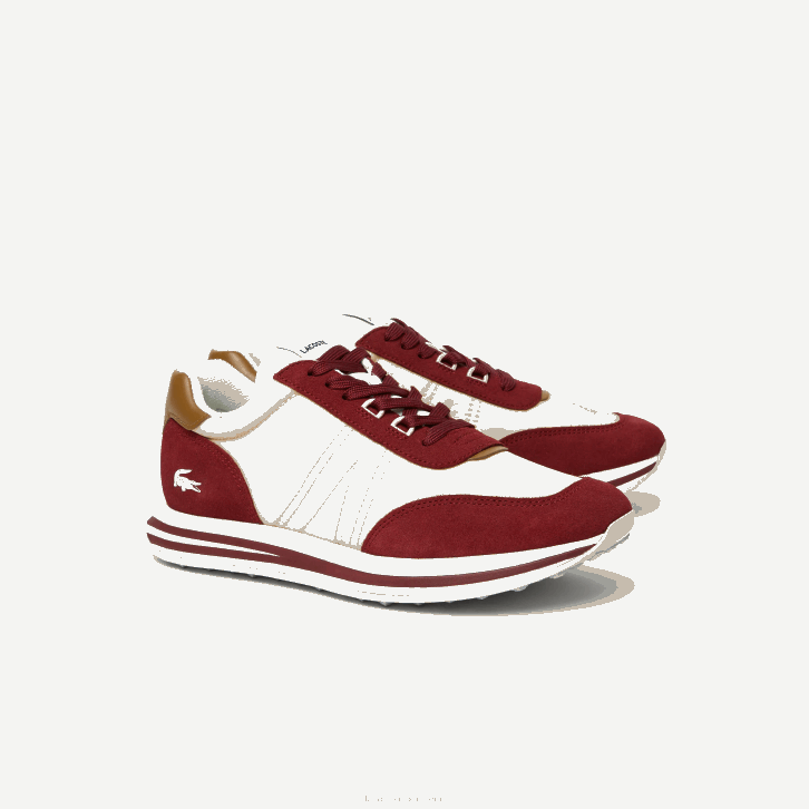 homens Lacoste bg7 vermelho tênis l-spin têxtil 08D01844