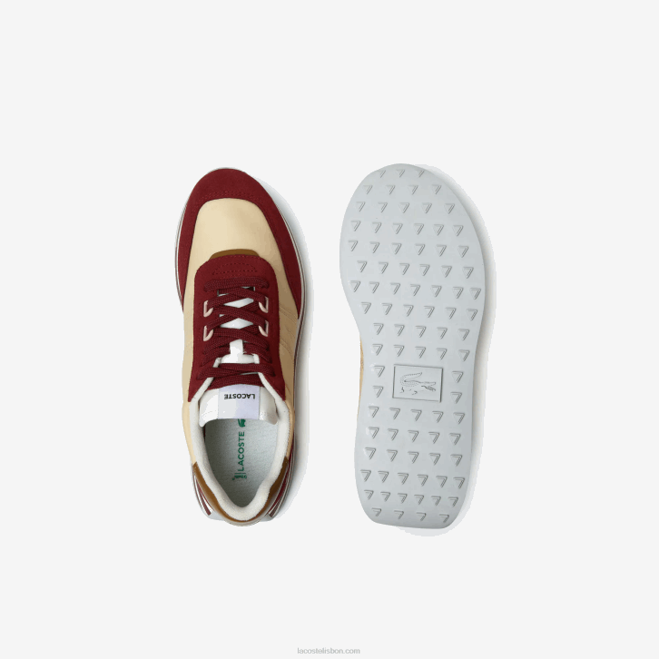 homens Lacoste bg7 vermelho tênis l-spin têxtil 08D01844
