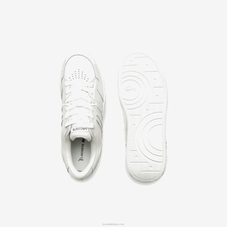 homens Lacoste branco 21g l005 tênis de couro 08D01823