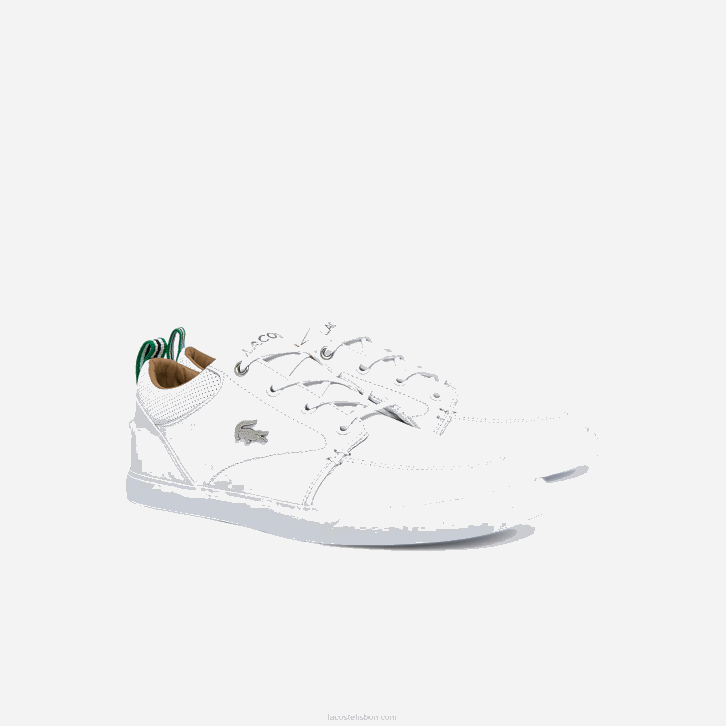 homens Lacoste branco 21g tênis bayliss de couro com gola perfurada 08D01759