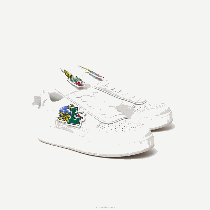 homens Lacoste branco 21g tênis de couro ace clip 08D01785