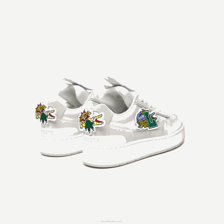 homens Lacoste branco 21g tênis de couro ace clip 08D01785