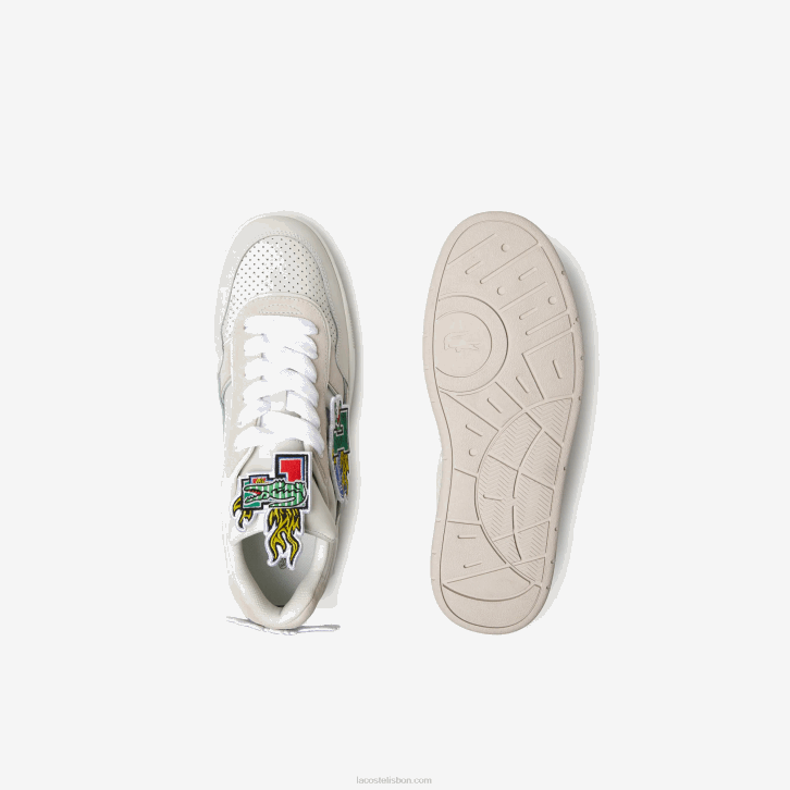 homens Lacoste branco 21g tênis de couro ace clip 08D01785
