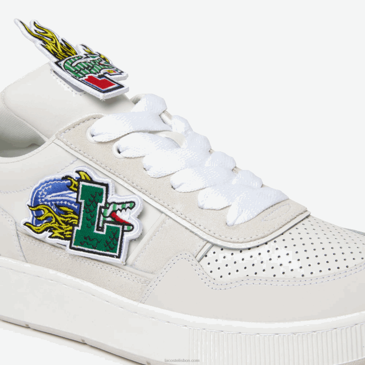 homens Lacoste branco 21g tênis de couro ace clip 08D01785