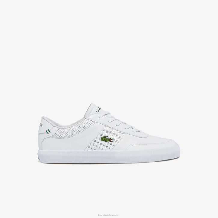 homens Lacoste branco 21g tênis de couro do tribunal 08D01913