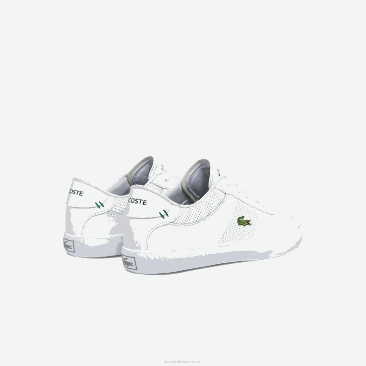 homens Lacoste branco 21g tênis de couro do tribunal 08D01913