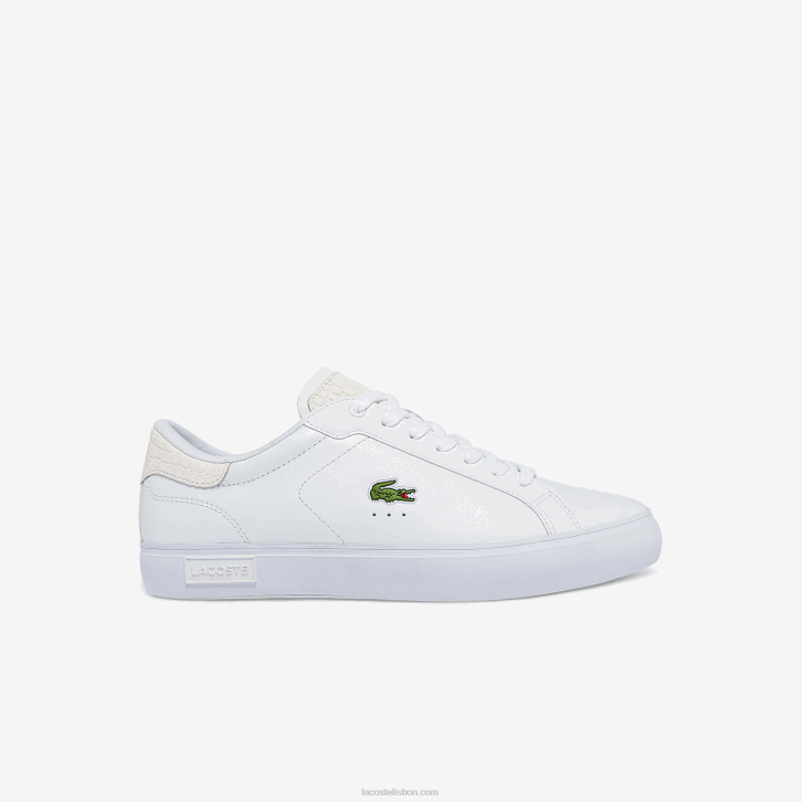 homens Lacoste branco 21g tênis de couro polido powercourt 08D01845