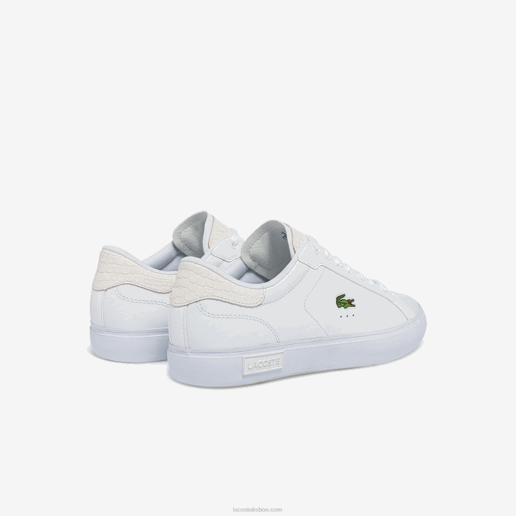 homens Lacoste branco 21g tênis de couro polido powercourt 08D01845