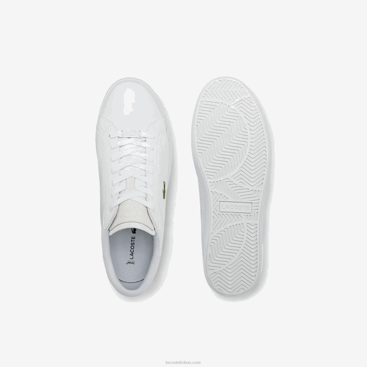 homens Lacoste branco 21g tênis de couro polido powercourt 08D01845