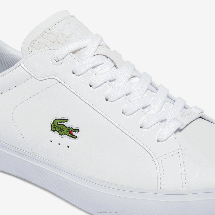homens Lacoste branco 21g tênis de couro polido powercourt 08D01845