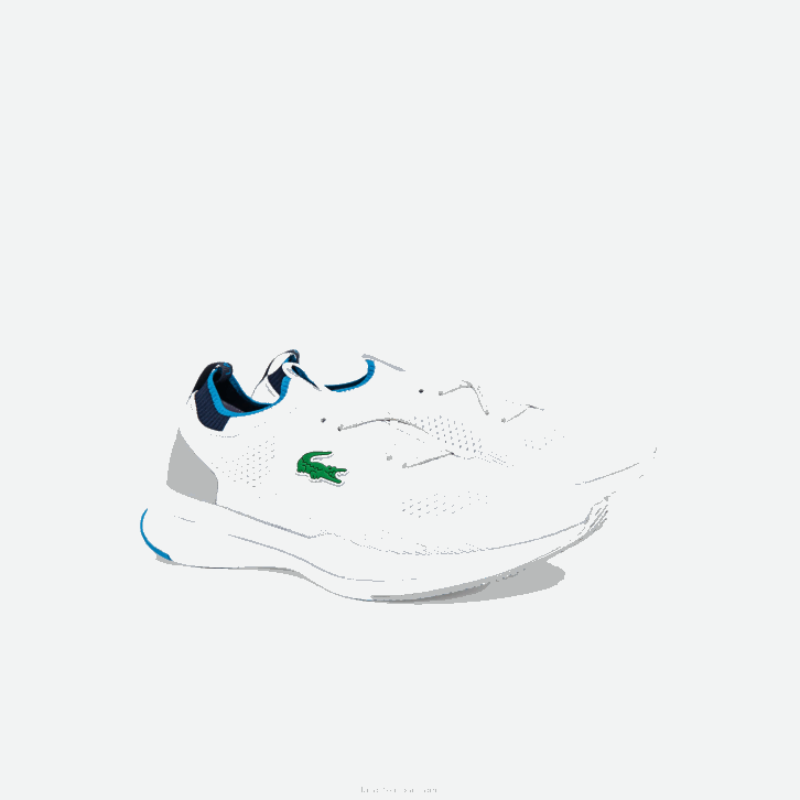 homens Lacoste branco/azul 080 tênis de tecido de malha run spin 08D01863