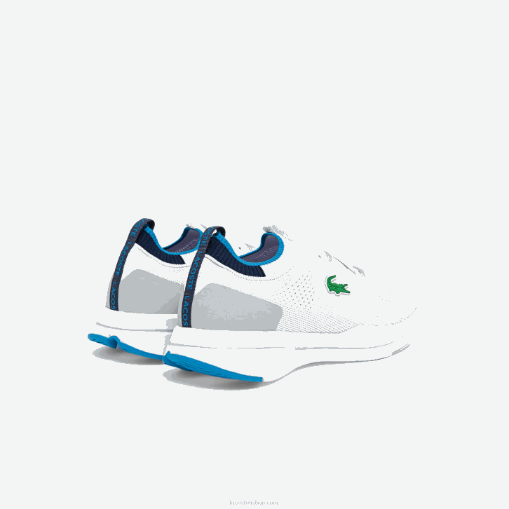 homens Lacoste branco/azul 080 tênis de tecido de malha run spin 08D01863