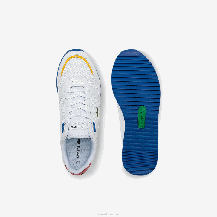homens Lacoste branco/azul 080 tênis partner pista têxtil e couro 08D01888