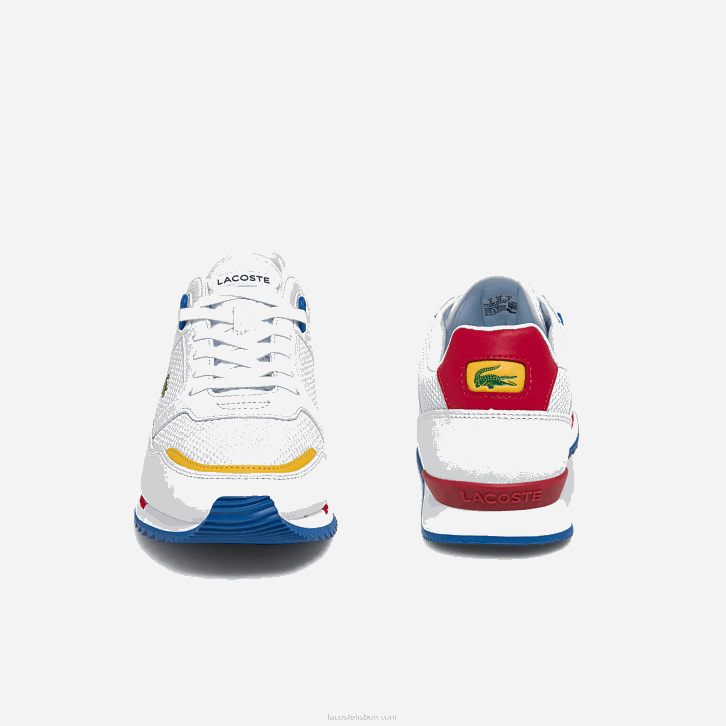 homens Lacoste branco/azul 080 tênis partner pista têxtil e couro 08D01888