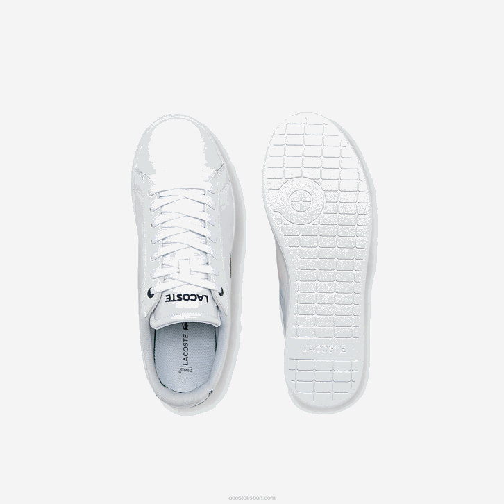 homens Lacoste branco e marinho 042 tênis de couro carnaby bl 08D01815