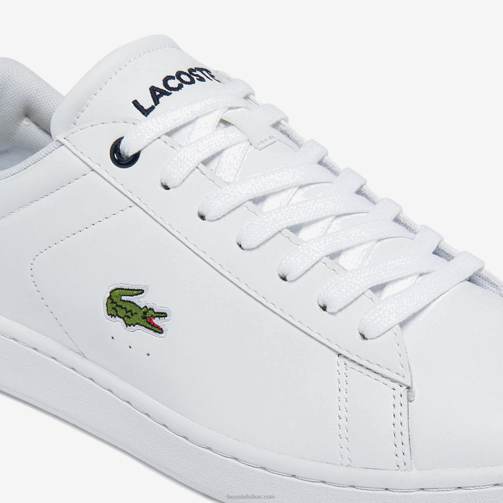 homens Lacoste branco e marinho 042 tênis de couro carnaby bl 08D01815