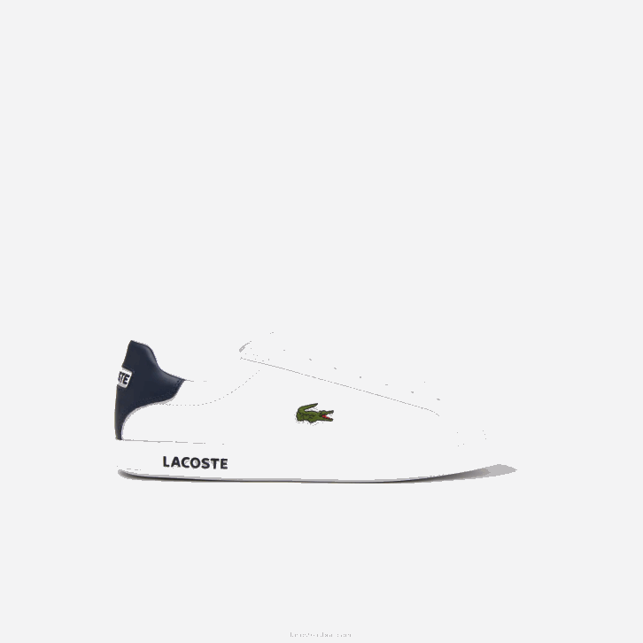homens Lacoste branco e marinho 042 tênis de couro graduado 08D01912