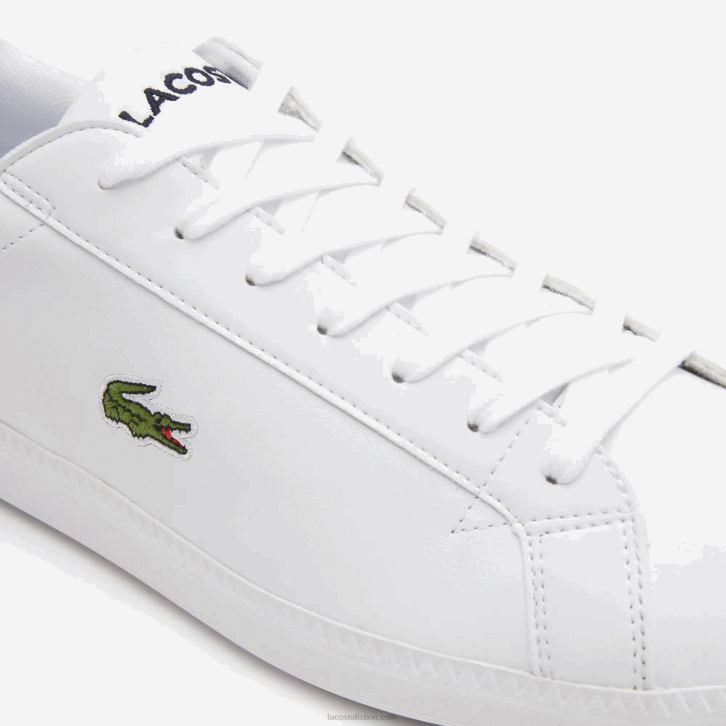 homens Lacoste branco e marinho 042 tênis de couro graduado 08D01912