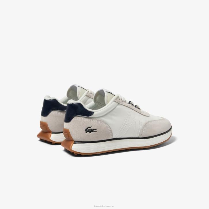 homens Lacoste branco e marinho 042 tênis l-spin têxtil 08D01748