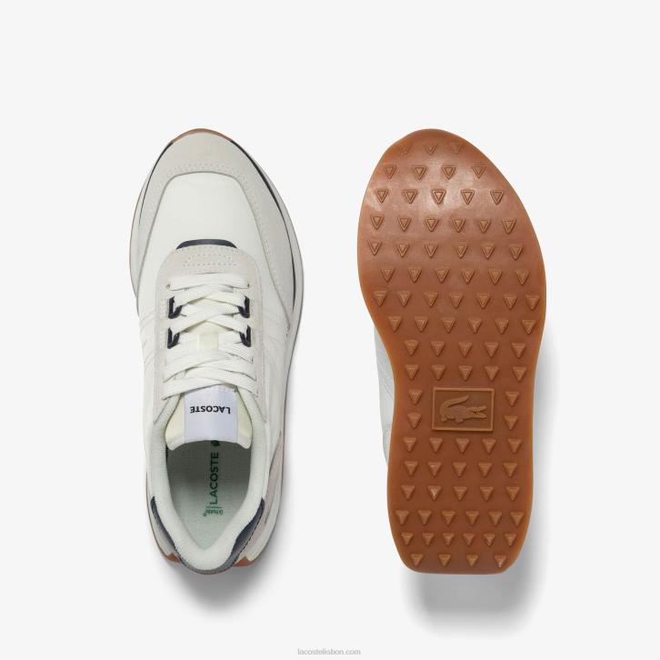 homens Lacoste branco e marinho 042 tênis l-spin têxtil 08D01748