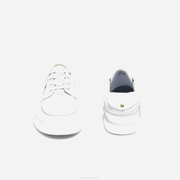 homens Lacoste branco e off white 65t couro de convés bayliss e sapatos de barco sintéticos 08D01802