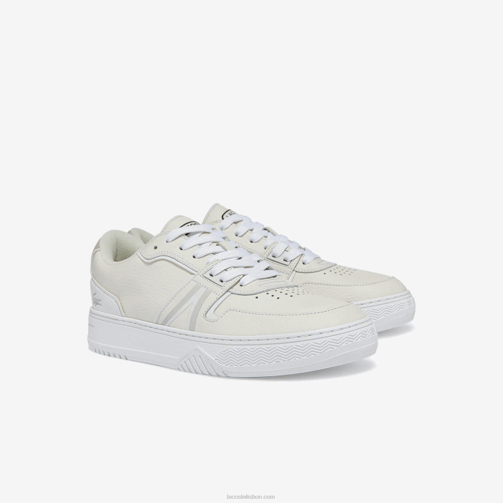 homens Lacoste branco e off white 65t l001 tênis de couro 08D01839