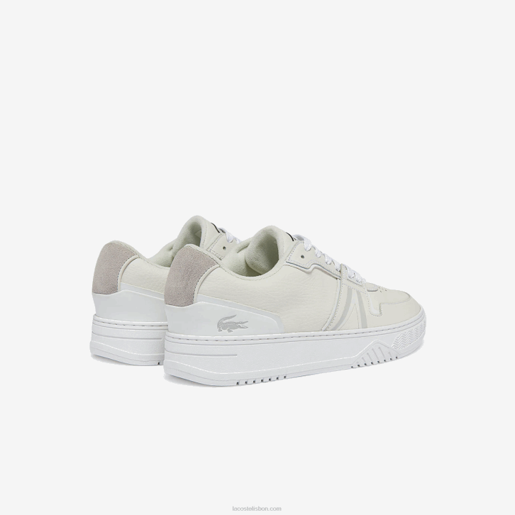 homens Lacoste branco e off white 65t l001 tênis de couro 08D01839